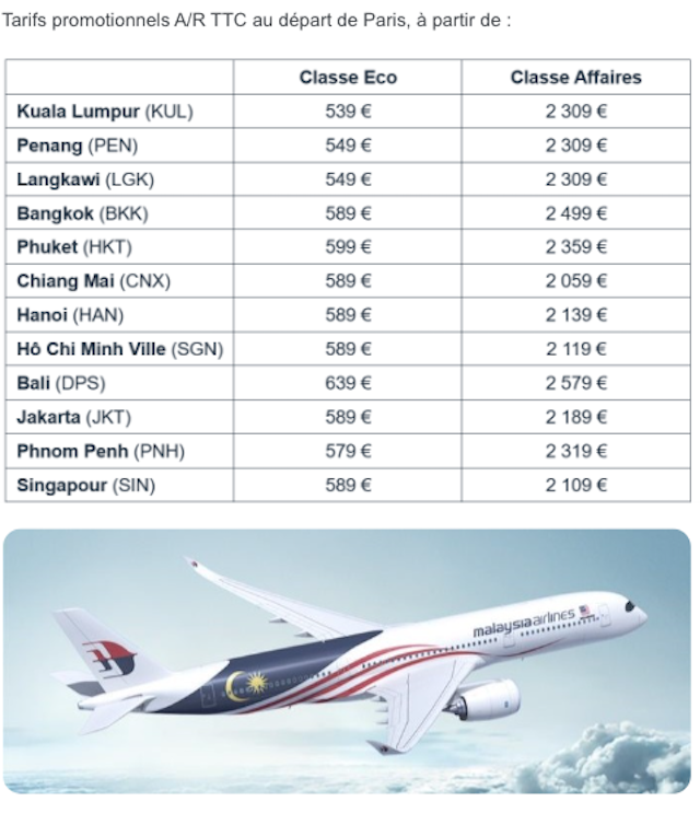 Malaysia Airlines, de retour en France, lance des promos depuis Paris vers l'Asie du Sud-Est 3 Air Journal