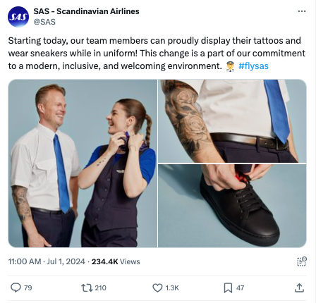 SAS autorise désormais les agents de bord à avoir des tatouages ​​visibles et à porter des baskets 1 Air Journal