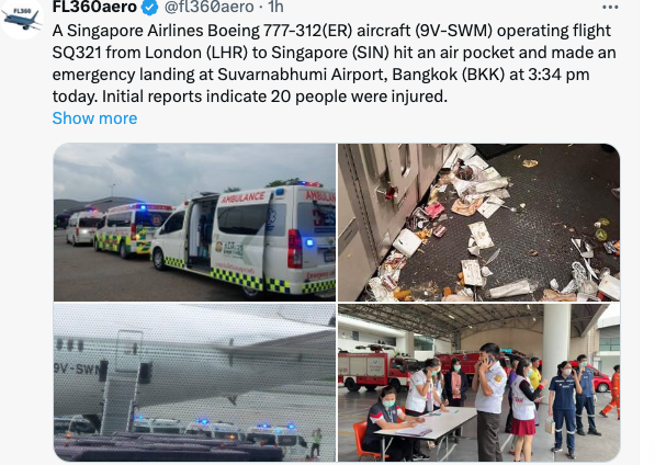 Un 777-300 de Singapore Airlines rencontre de « graves turbulences » : un passager décédé et de nombreux blessés 1 Air Journal