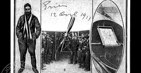 Histoire de l’aviation – 12 avril 1911. L’aviateur de nationalité française Pierre Prier, directeur de l’école de pilot