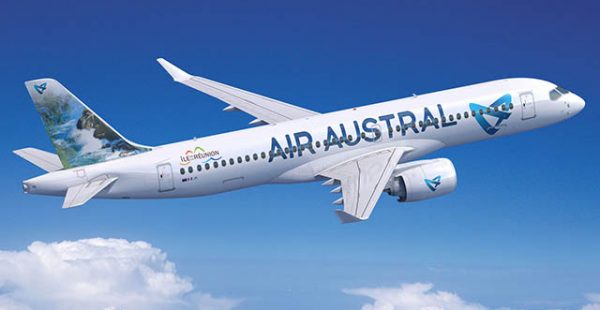 
Le premier des trois Airbus A220-300 attendus par la compagnie aérienne Air Austral est désormais revêtu de sa livrée, mais a