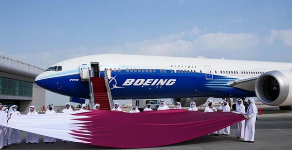 
Le Boeing 777X ayant participé au Dubai Airshow s’est posé hier au Qatar, où son client la compagnie aérienne Qatar Airways